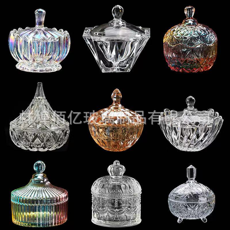 Wholesale Crystal Glass Candy Jar Glass Piggy Bank Glass Jar with Lid Snack Jewelry Storage Jar High Appearance