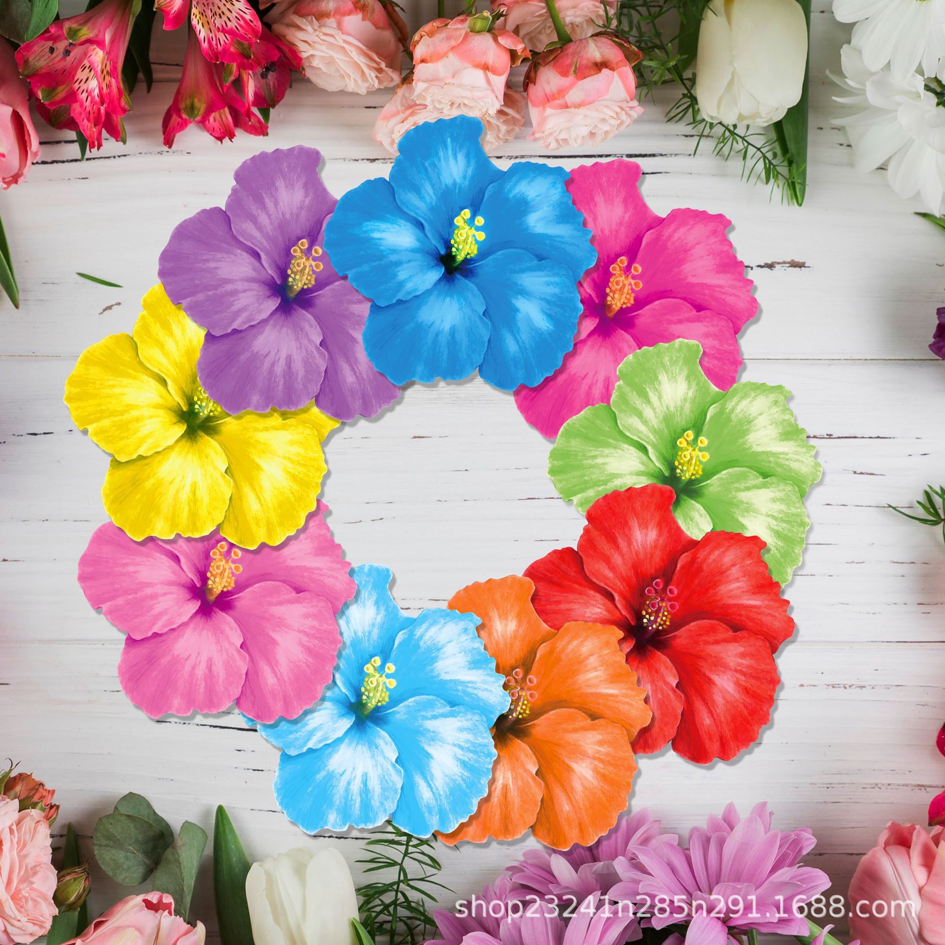 CA010 Alien Hibiscus Flower Hawaiian Flower 9 Color Flower Atmosphere Layout Disposable Placemat Paper Placemat