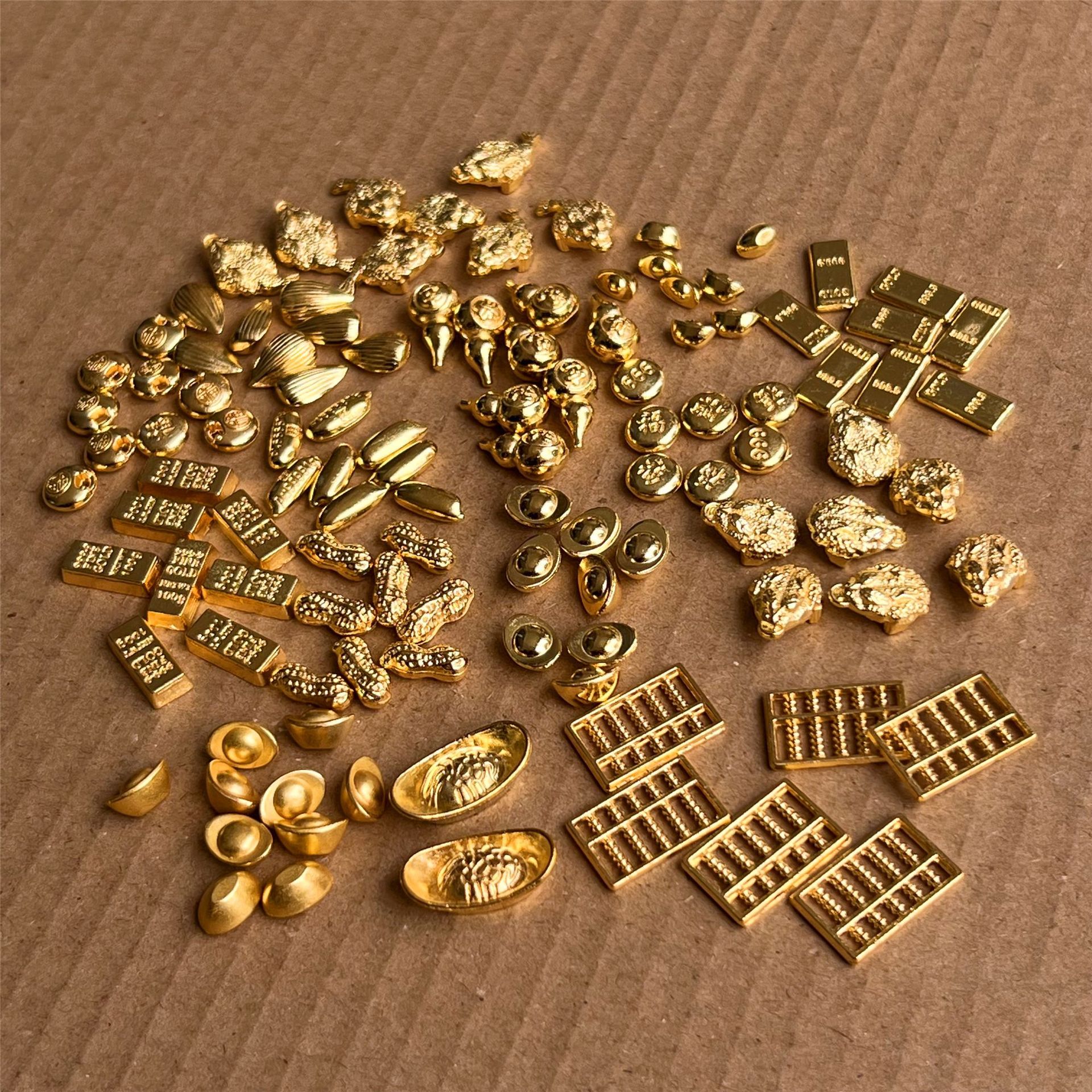 Mini Alloy Ingot Peanut Melon Seed Lucky Bag Abacus Sand Gold Ingot Handmade DIY Accessories Material Factory Wholesale