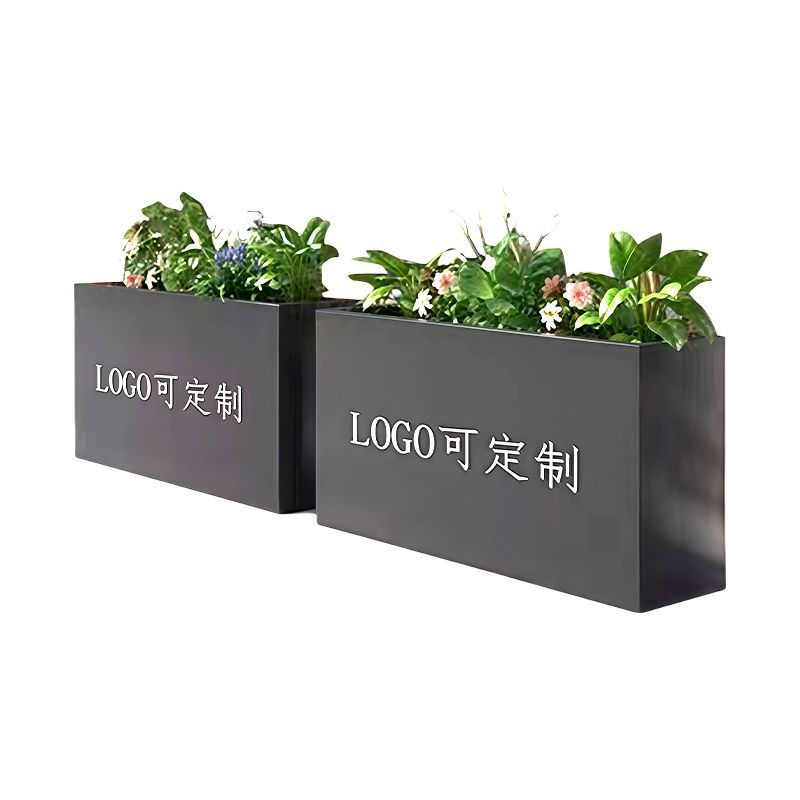 Stainless Steel Wrought Iron Flower Box, Durable Grid Planting Box, Iron Sheet Municipal Company Restaurant Square Partition Flower Trough Flower Box