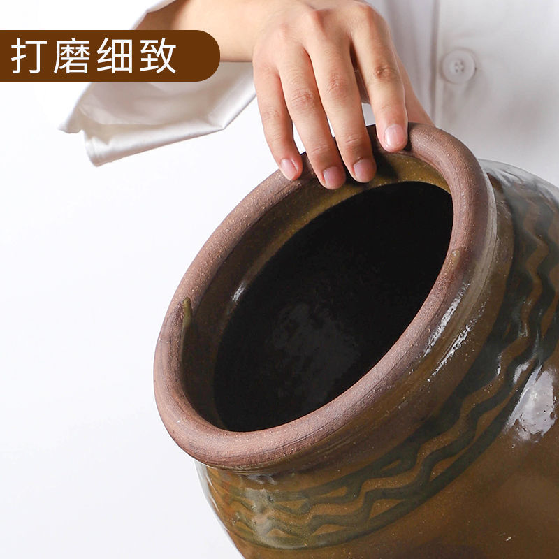 Ceramic Pickle Jar Container for Home Use, Traditional Lidded Meat Pickle Jar, Sauce Jar, Rice Jar