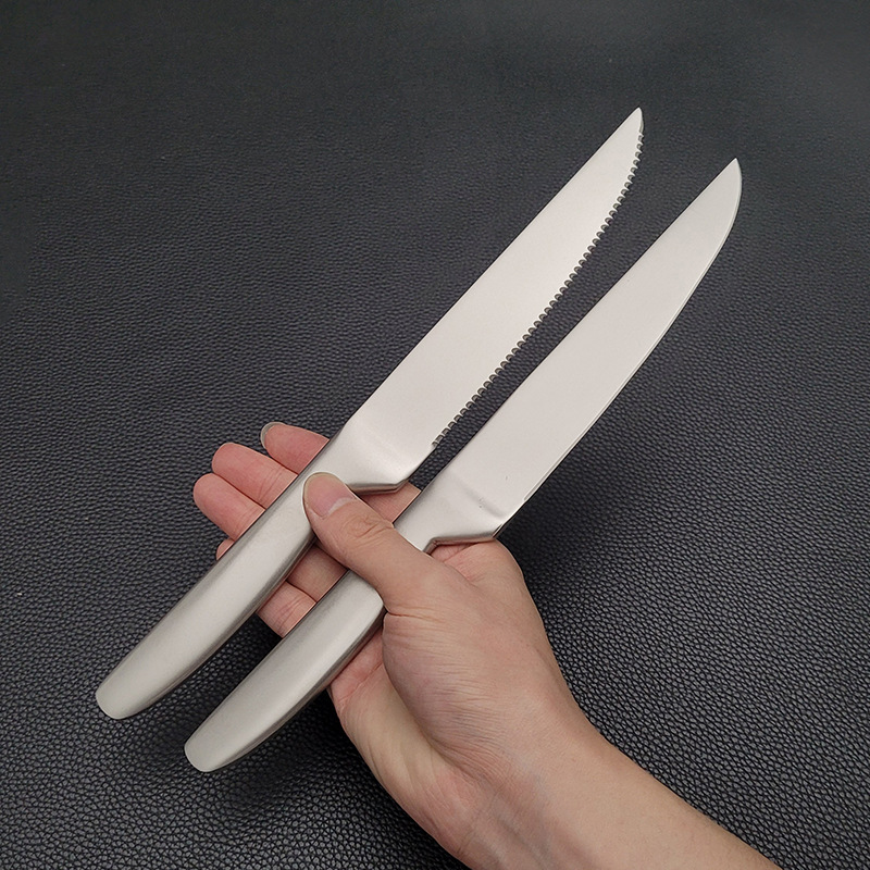Стейк-нож из титана, очищенная нержавеющая сталь, утолщенный нож для стейка