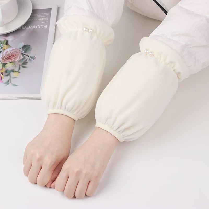 Exquisite Pearl Sleeves Women's Winter Long Work Office Sleeves Korean Style Student Fashion Sleeves Creative Simple Sleeves