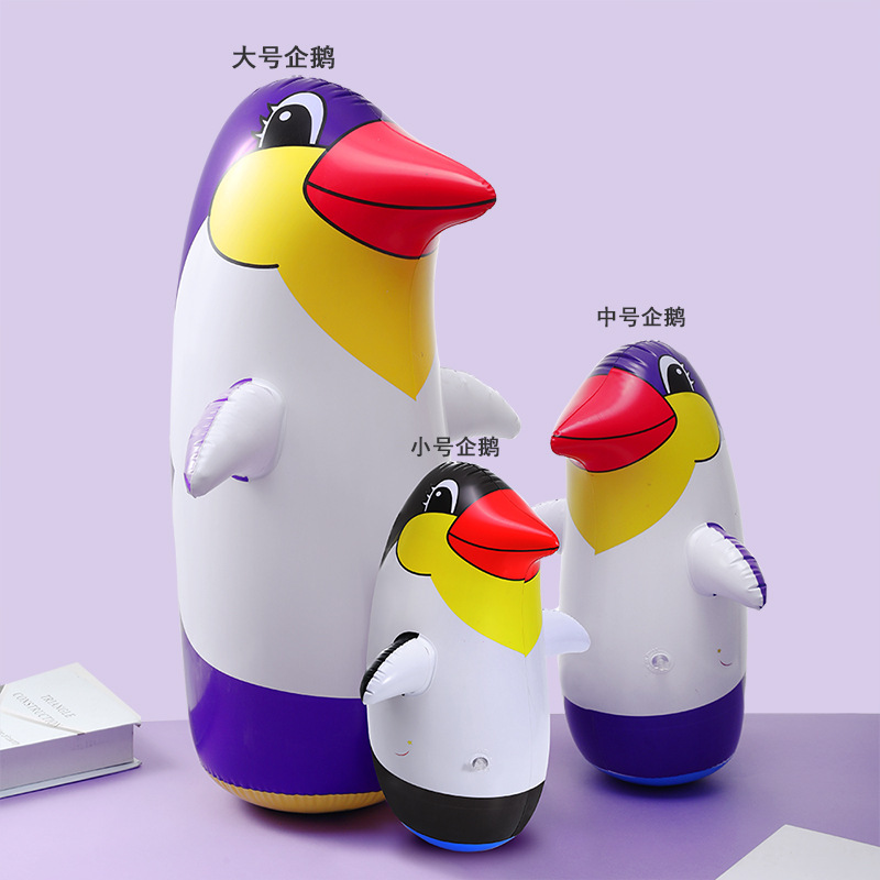 New In-Stock Inflatable Pump Thickened Pvc Inflatable Penguin Inflatable Tumbler Animal Cartoon Boxing Toy Wholesale