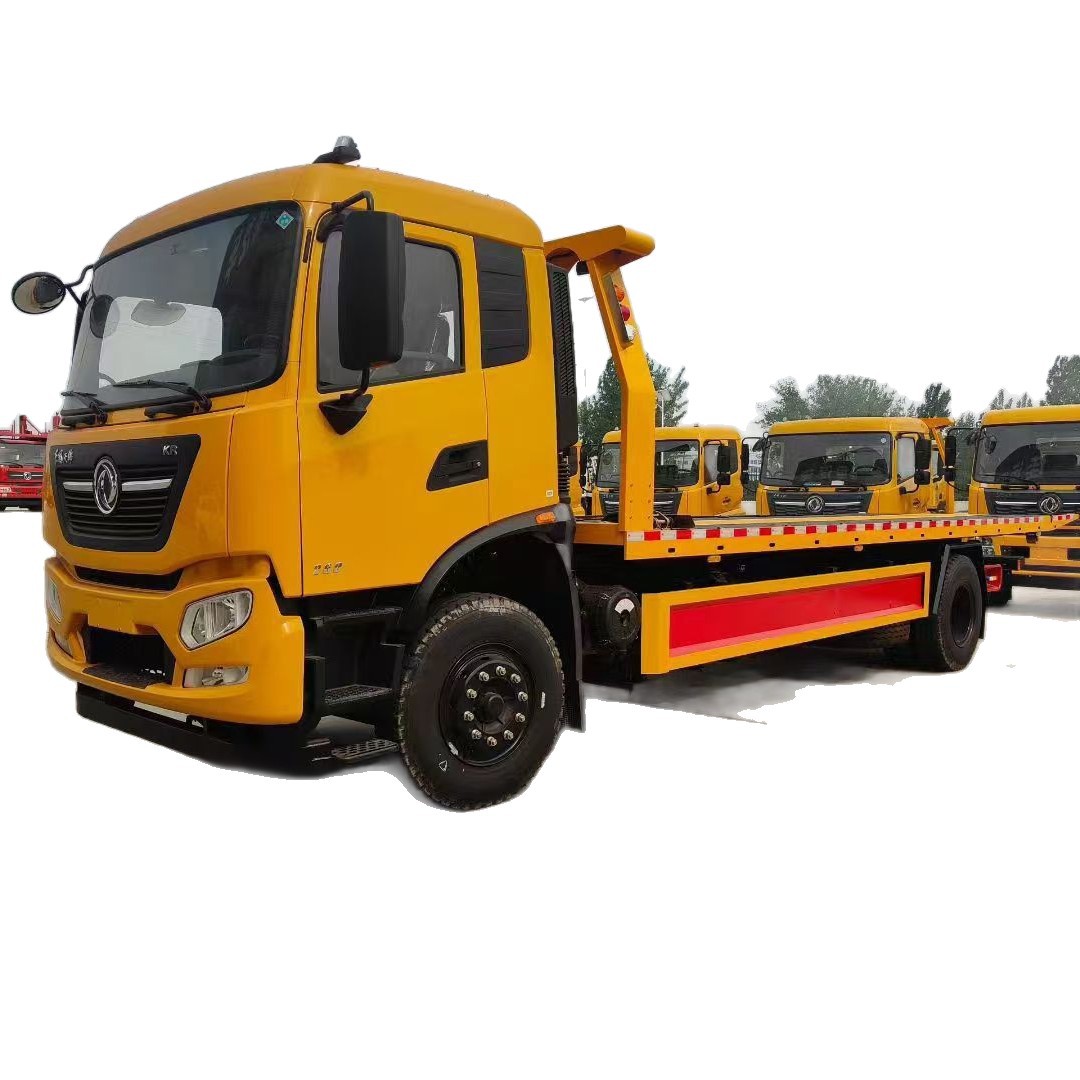 Dongfeng Tianjin 10-Ton Flatbed Tow Truck, Multifunctional One-To-Two Tow Truck, Blue Plate Tow Truck with Multiple Options