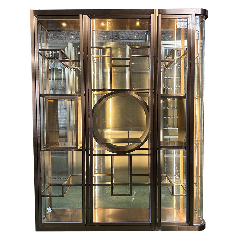 Bar Curved Glass Wine Rack High-End White Wine Cabinet Foreign Wine Red Wine Display Cabinet Stainless Steel Wine Cabinet Display Cabinet