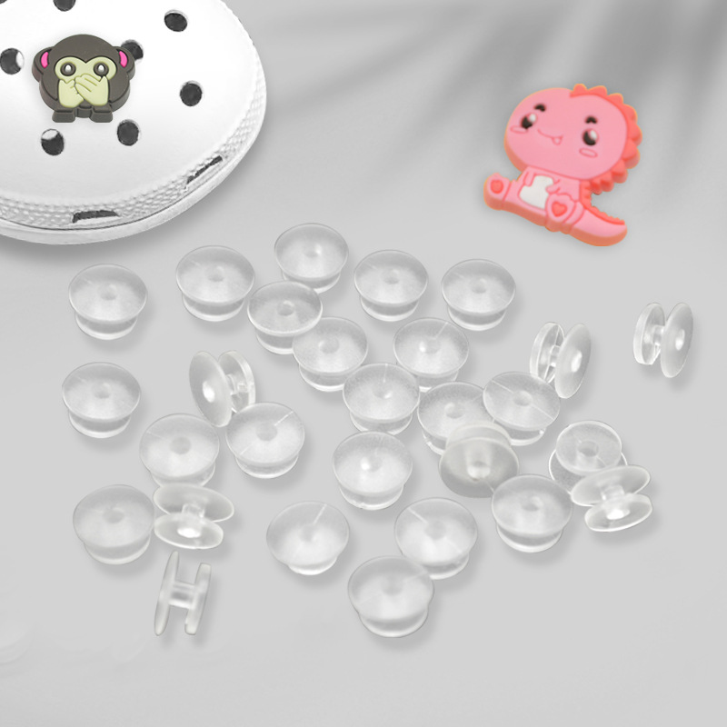 Shoe buckle hole shoes shoe flower bottom buckle garden shoe buckle I-shaped buckle shoe flower base PVC soft rubber transparent shoe buckle