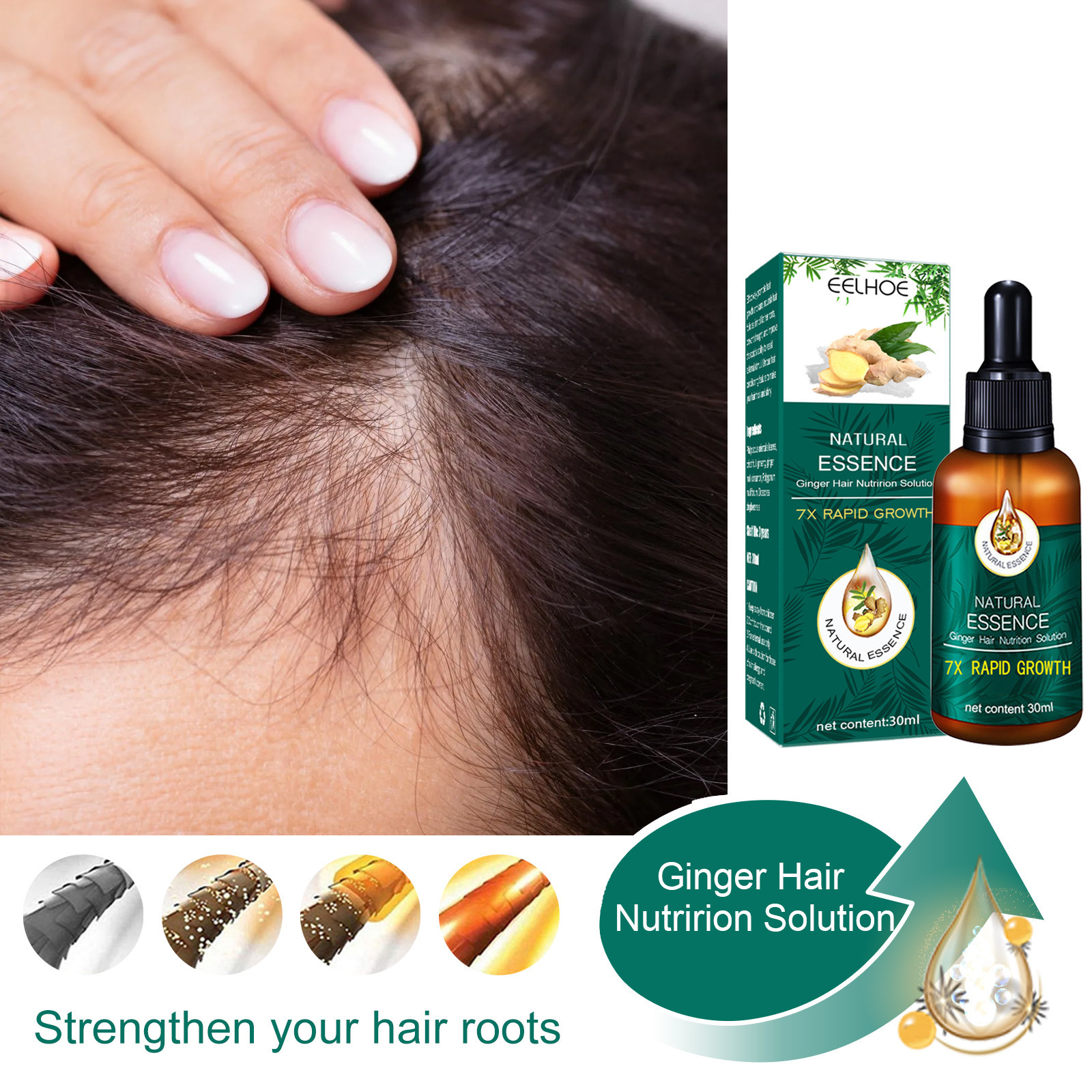 EELHOE Hair Care Essential Oil Repair Hair Follicle Hair Growth Liquid Soft Gloss Dry Dry Rash Nutritional Essential Oil