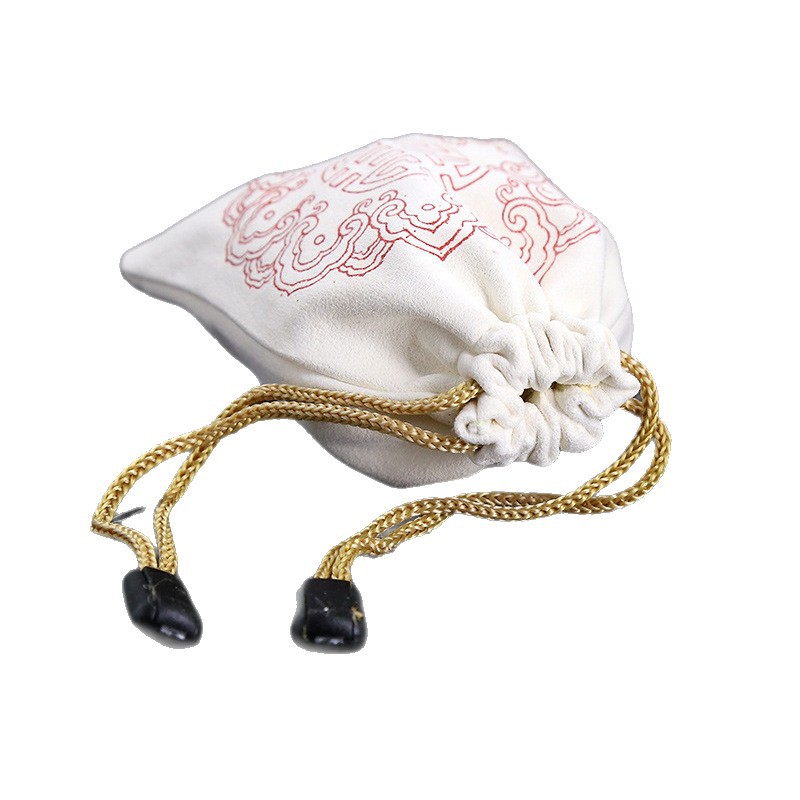 Cross-Border Natural Genuine Suede Leather Jewelry Bag Printed Bead Bag Drawstring Deerskin Velvet Jewelry Bead Bag Manufacturer Wholesale