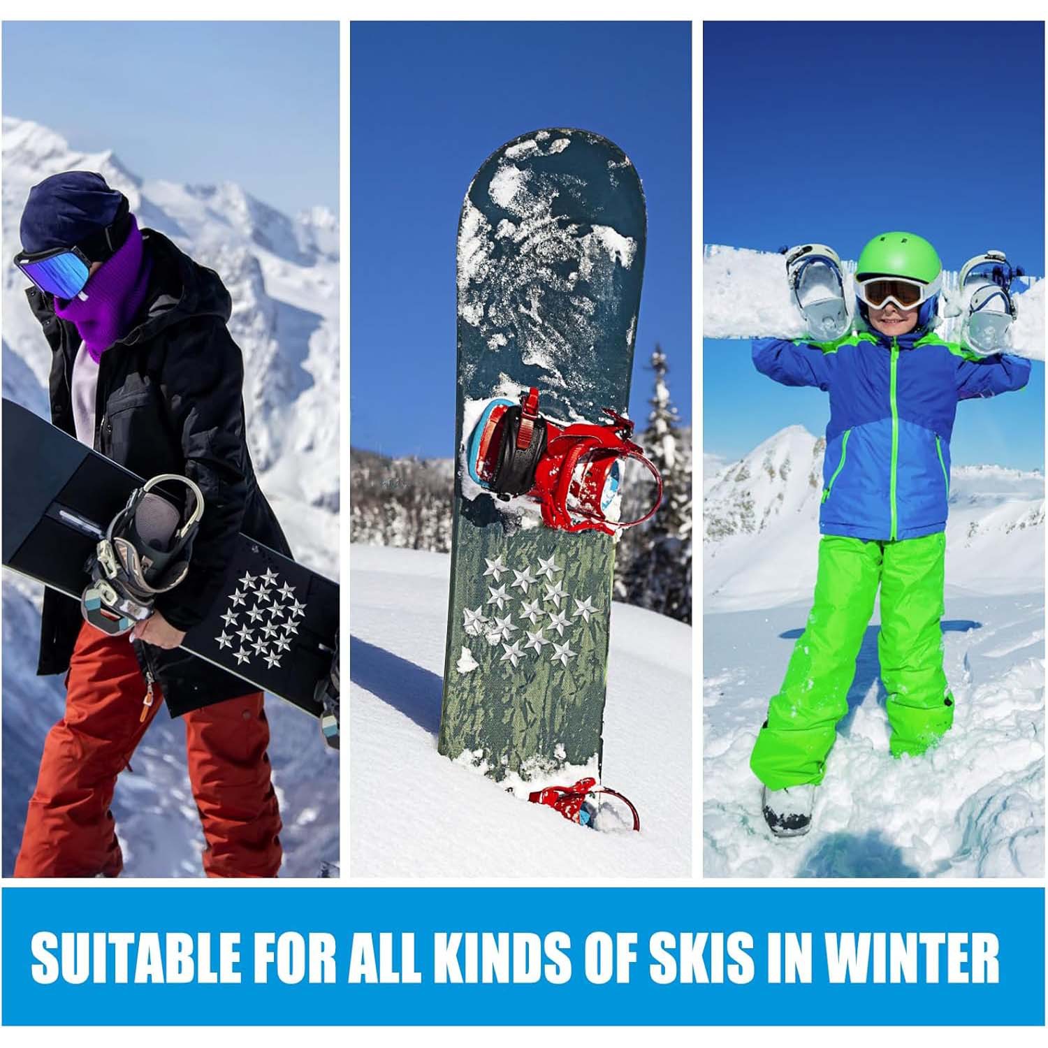 Snowboard Tread Pad Pentagram Spike Anti-Skid Pyramid Spike Provides Extra Grip Self-Adhesive Anti-Skid Spike