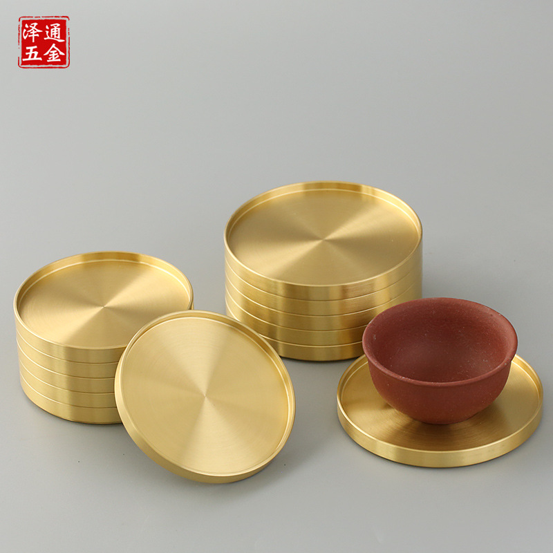 Brass Tea Cup Pad Tea Holder Household Kung Fu Tea Set Tea Ceremony Parts Heat Insulation Pad Zen Chinese Style Mat Wholesale