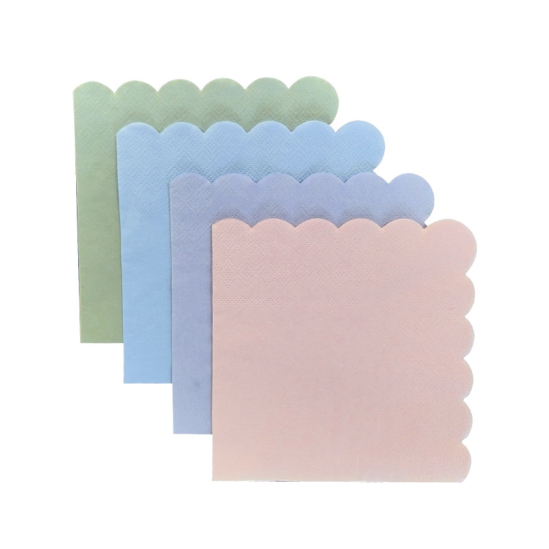 Dyed Lace Paper Napkins in Stock, Pure Wood Pulp Fan-Shaped Napkins, Combination Pack, Cocktail Napkins, Direct from Manufacturer, Cross-Border Wholesale
