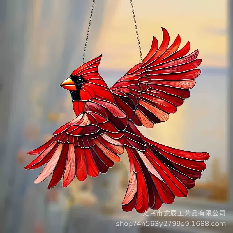 Солнечный ловец из витражного стекла Cardinal для декора окон и веранды