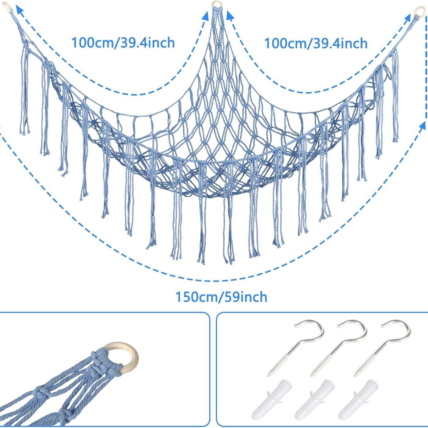 Cross-border Children's Room Doll Storage Net Bag Hand-woven Cotton Rope Storage Net Bag Doll Toy Wall-hung Hammock