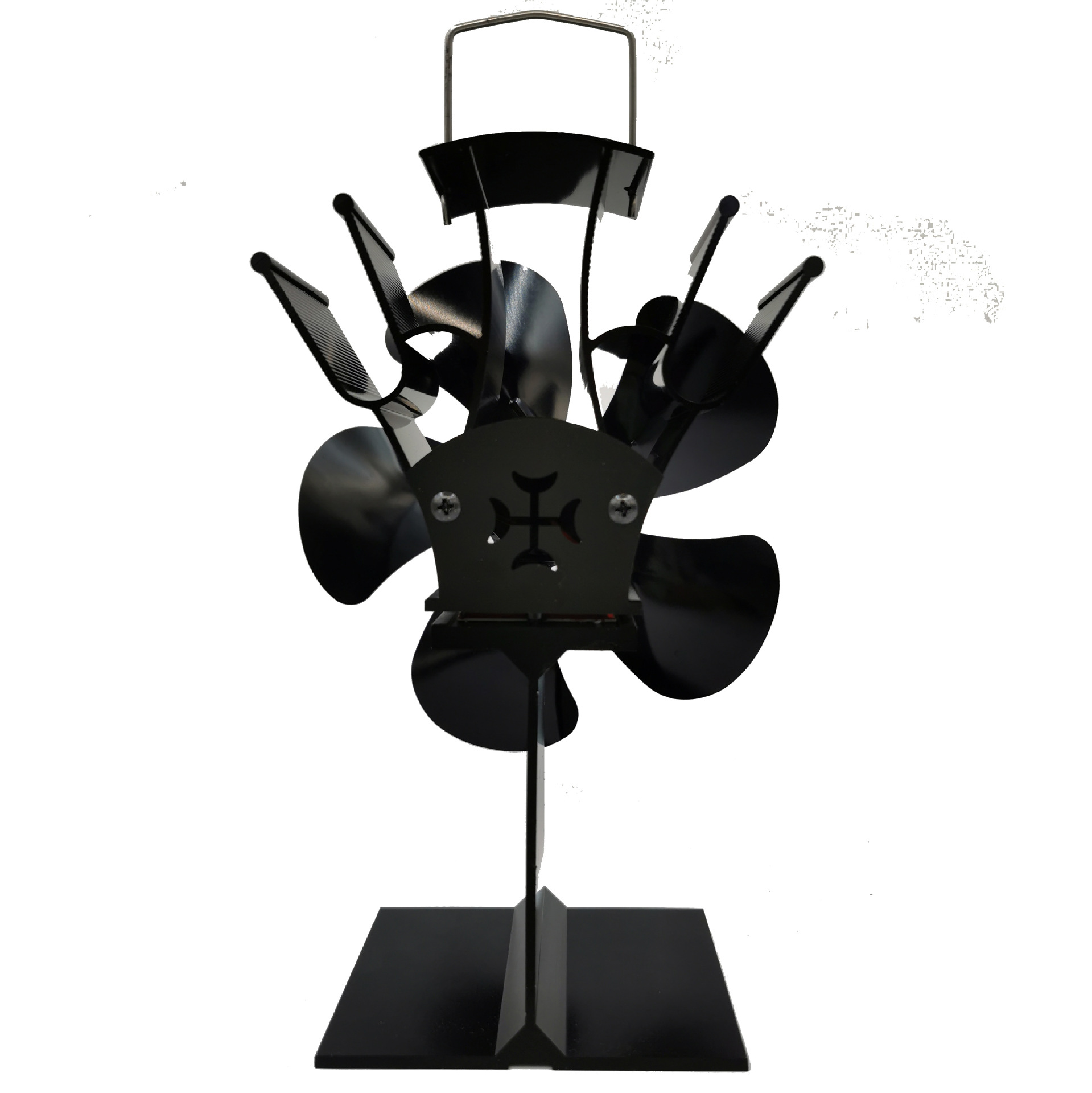 Hangzhou factory thermal power fireplace fan self-starting five-leaf ecological fireplace fan black wood fireplace fan