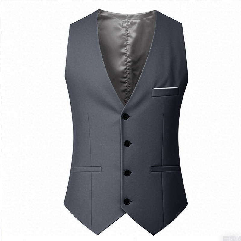 Cross-Border European and American British Fashion Men's Casual Suit Vest Slim Fit Groomsmen Professional Wear Work Clothes Vest