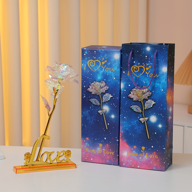 24K Gold Foil Rose Flower Colorful Dazzling Bouquet Eternal Artificial Flower Valentine's Day Mother's Day Gift Birthday Gift