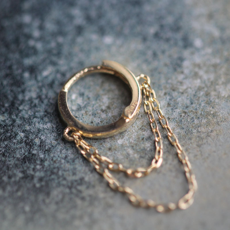 Gauze Skirt Pure 9K Gold Double-Layer Chain Tassel Elegant Small Hoop Earrings Japanese and Korean Style Earrings 622Ok