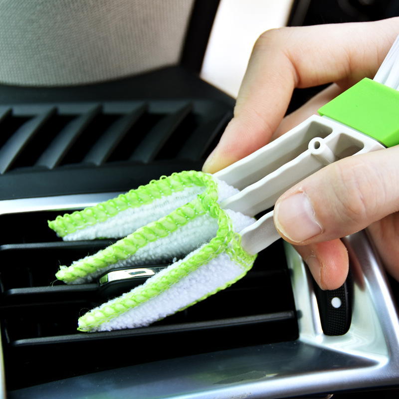 Car air conditioner air outlet double-headed brush gap brush car dust cleaning tool soft hair angel brush artifact