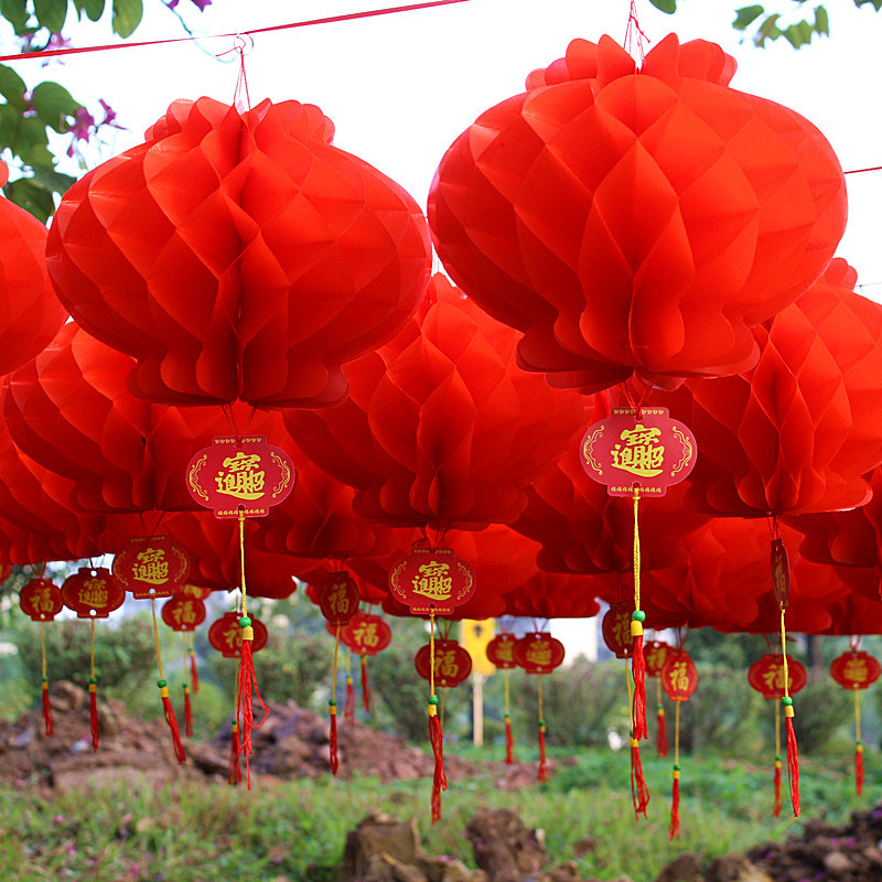 Manufacturer Wholesale Small Red Lanterns Wedding Celebration Festival New Year Red Lanterns Opening Decoration Shopping Mall New Year Goods Paper Lanterns