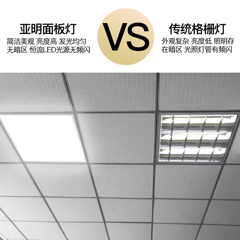 Embedded Flat Panel Light 600X600 Aluminum Gusset Board Mineral Wool Board Bathroom Led Energy-Saving Light