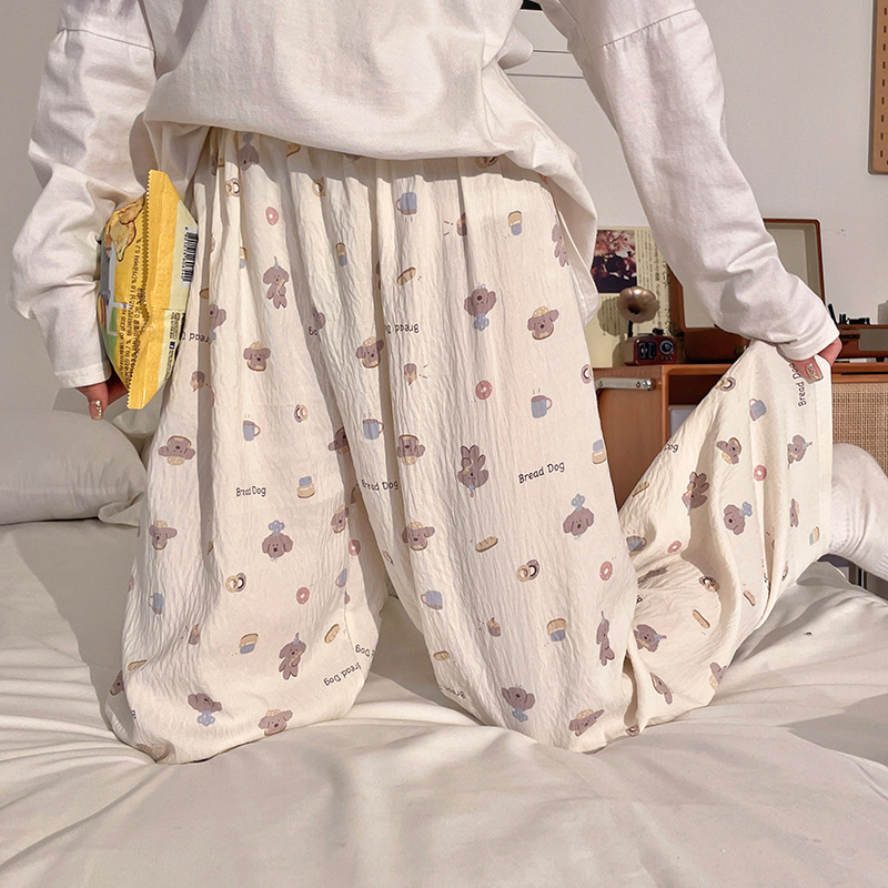 Cartoon Kt Cat Pajama Pants for Women, Summer Thin Style, Loose and Cool Casual Pants, Stylish Home Leisure Long Pants