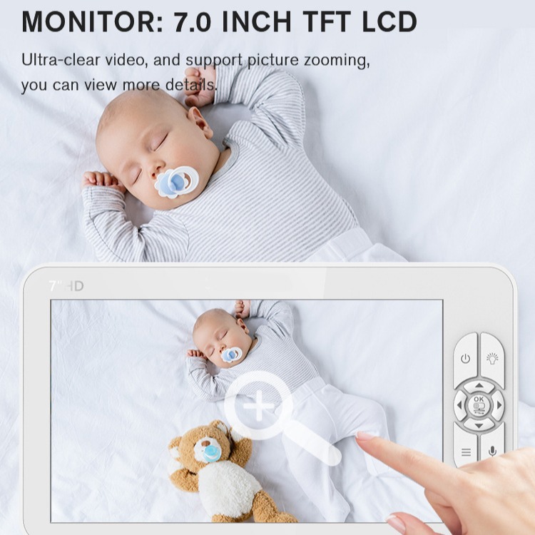 Songhan Solution 7inch Pan-Tilt Baby Monitor Caregiver Monitor Babymonitor Factory Visual Night Vision