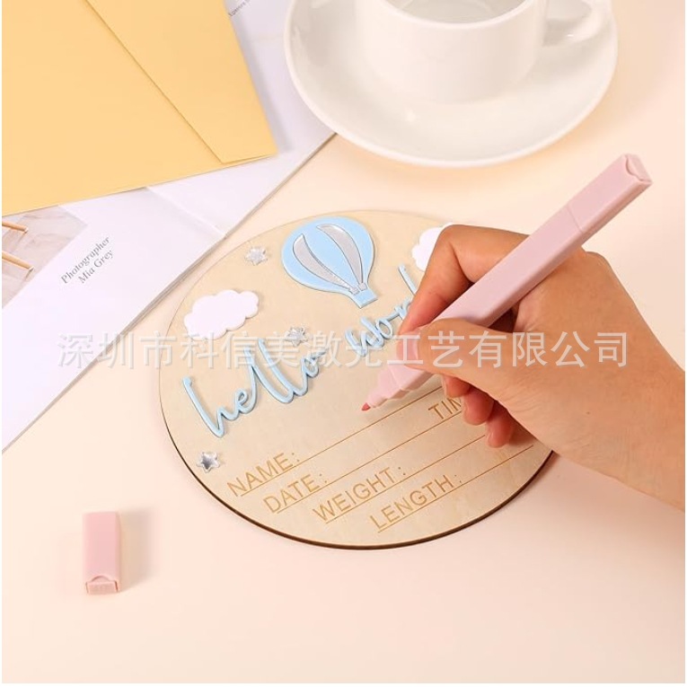 Cross-Border Baby Birth Commemorative Plaque Hello World Wooden Milestone Hello World Birth Announcement Sign