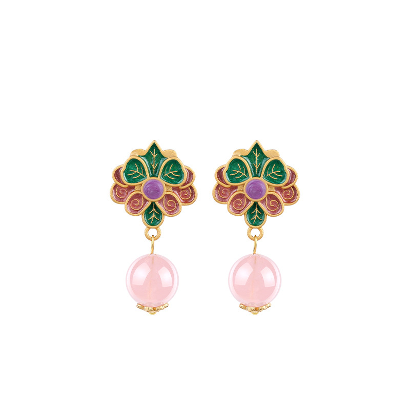 Natural Crystal Earrings, National Trend Original Handmade Earrings, Retro Chinese Style Light Luxury High-End Earrings Wholesale