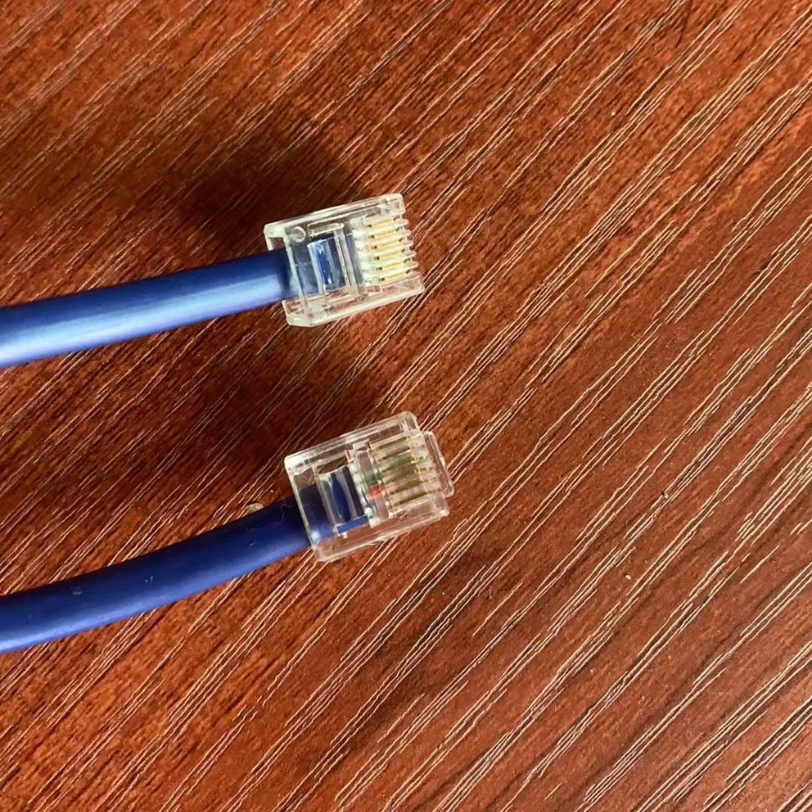 Dongguan Manufacturer Directly Supplies 4-Core Copper Core Dual Rj9 Gold-Plated Head Telephone Landline Extension Cable Straight Line Pure Blue