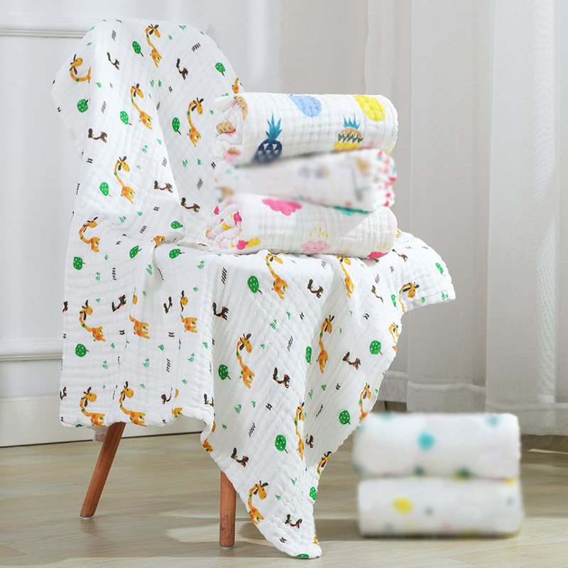 Детское полотенце-одеяло из 6-слойной марли, принтованное детское одеяло, washable летнее одеяло, мягкий сисер