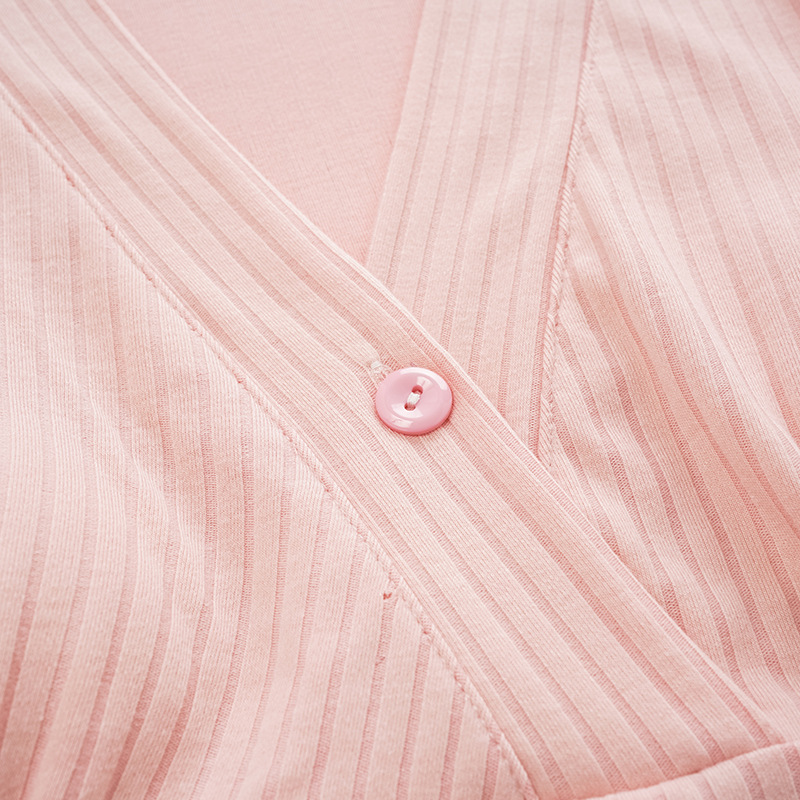 Modal Postpartum Clothing Pajamas Spring & Fall Long-Sleeved Simple Casual Loose Postpartum Breastfeeding Maternity Home Clothes with Chest Pads