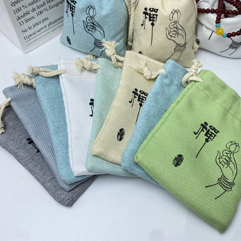 Double-layer Factory Cloth Bag Jewelry Thickened Storage Bag Drawstring Disc Bead Bag Disc Bead Brochure Play Buddha Beads Handstring Bag