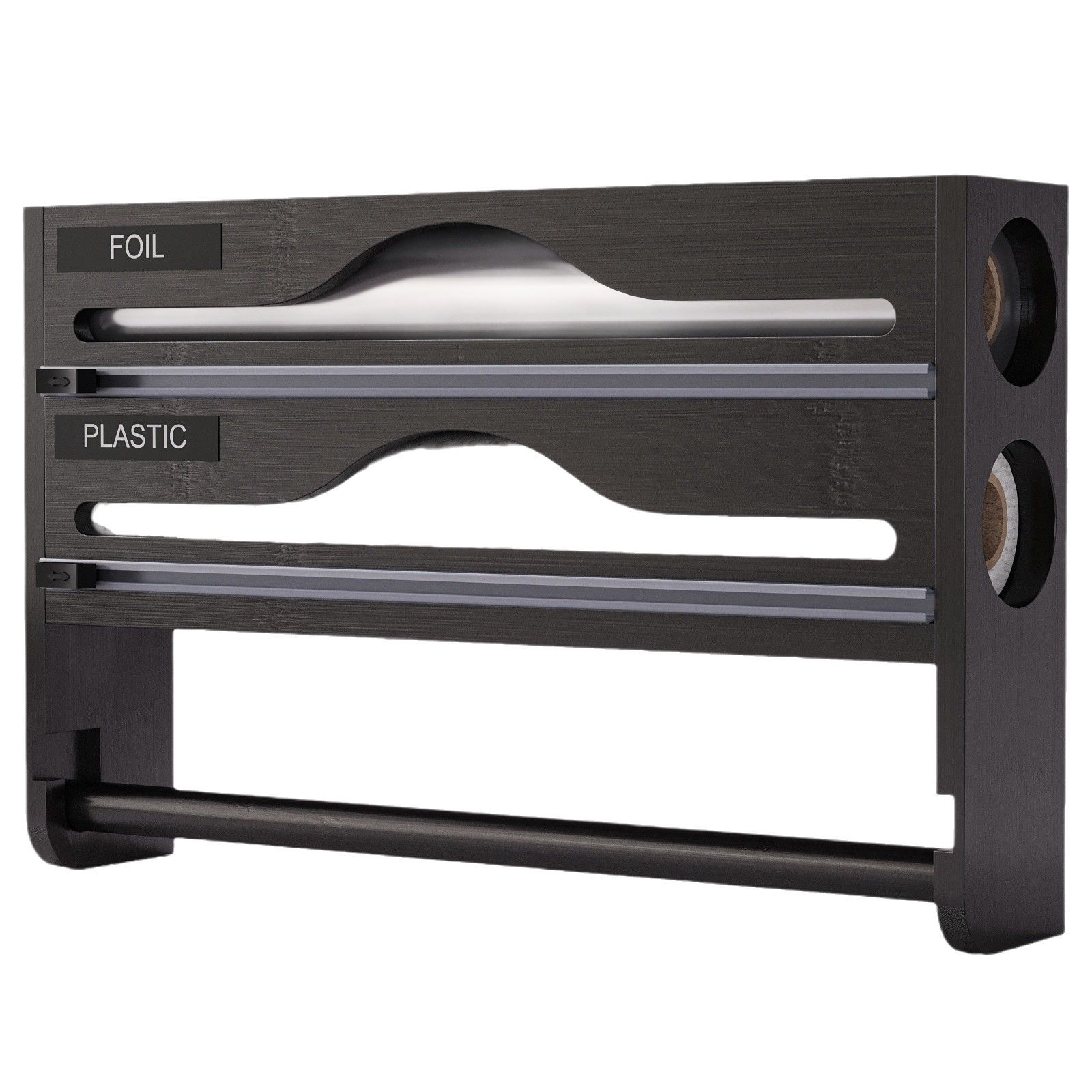 Kitchen plastic wrap cutter box with kitchen paper rack three-in-one storage rack foil parchment bamboo storage box