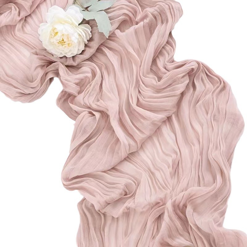 90*180cm cross-border wrinkled tablecloth tablecloth wedding birthday party party decoration gauze Bali yarn twist tablecloth