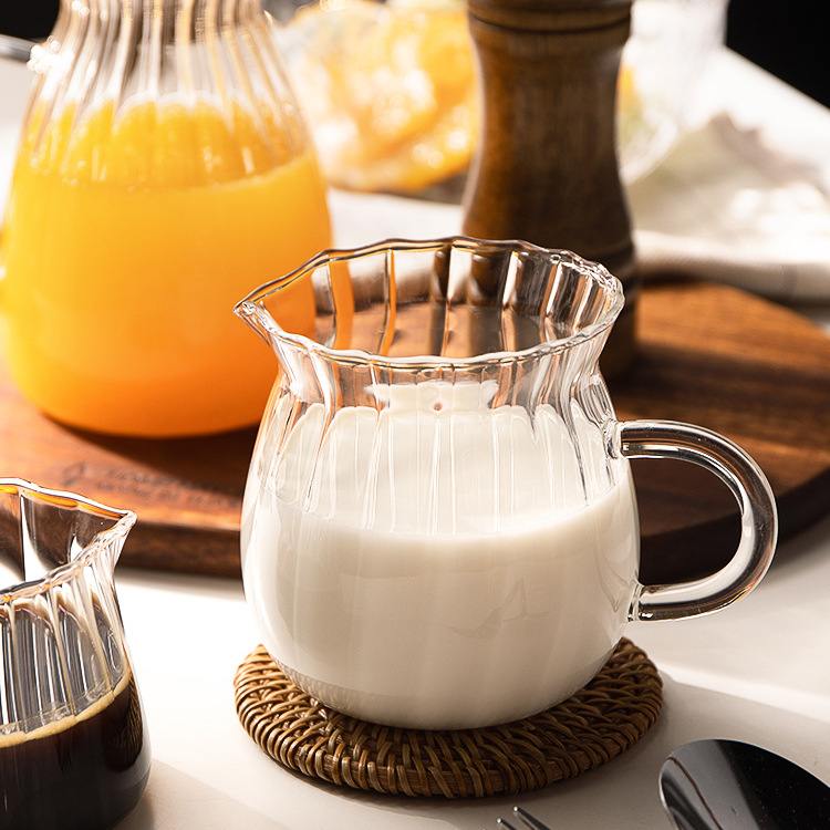 Cross-Border Retro Striped Cup High Borosilicate Heat-Resistant Glass Cup Transparent Glass Large Capacity Drink Cup Eagle Beak Fair Cup