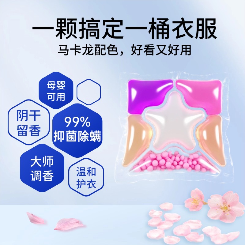 Six-Chamber 8g Laundry Detergent with Concentrated Enzymes, Antibacterial and Anti-Mite, 8 Times Cleaner, Stain Remover, Fragrance-Retaining, Multi-Effect Household Laundry Balls 6-in-1