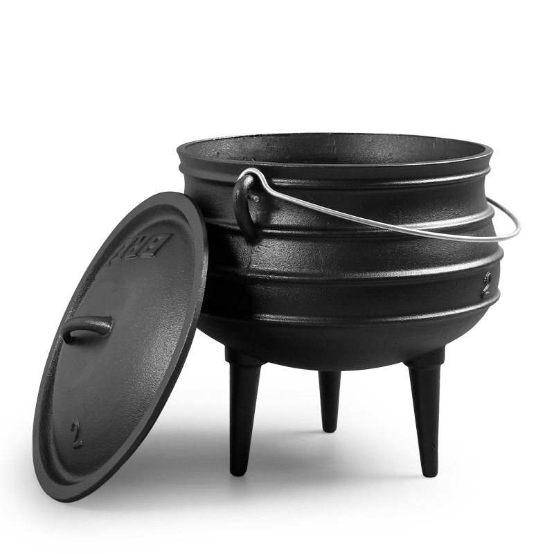 Cast Iron Ding Outdoor Camping Large-size Stew Pot with Legs Bonfire Party South African Pot Cooking Pot
