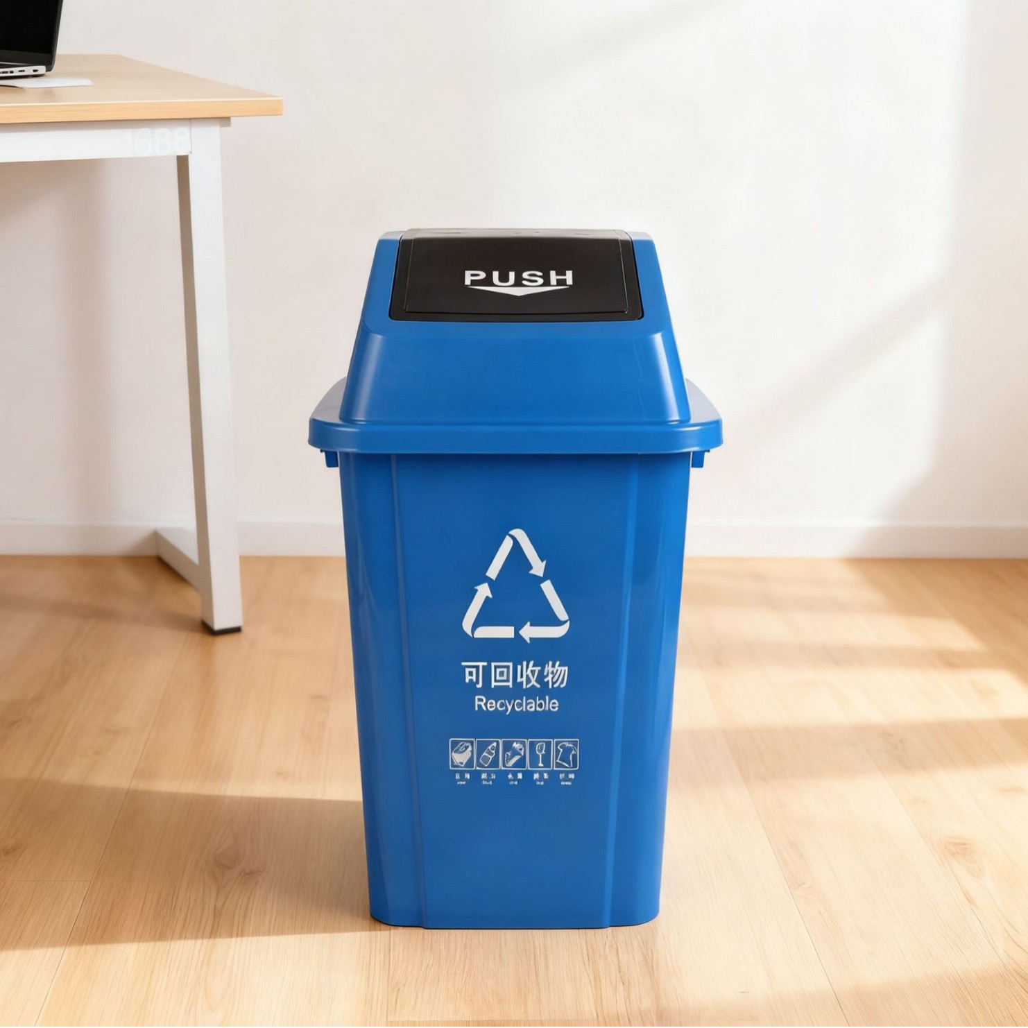 Прямые продажи с завода квадратного большого объема мусорного ведра для сухих и влажных отходов, коммерческое офисное ведро для сортировки с крышкой