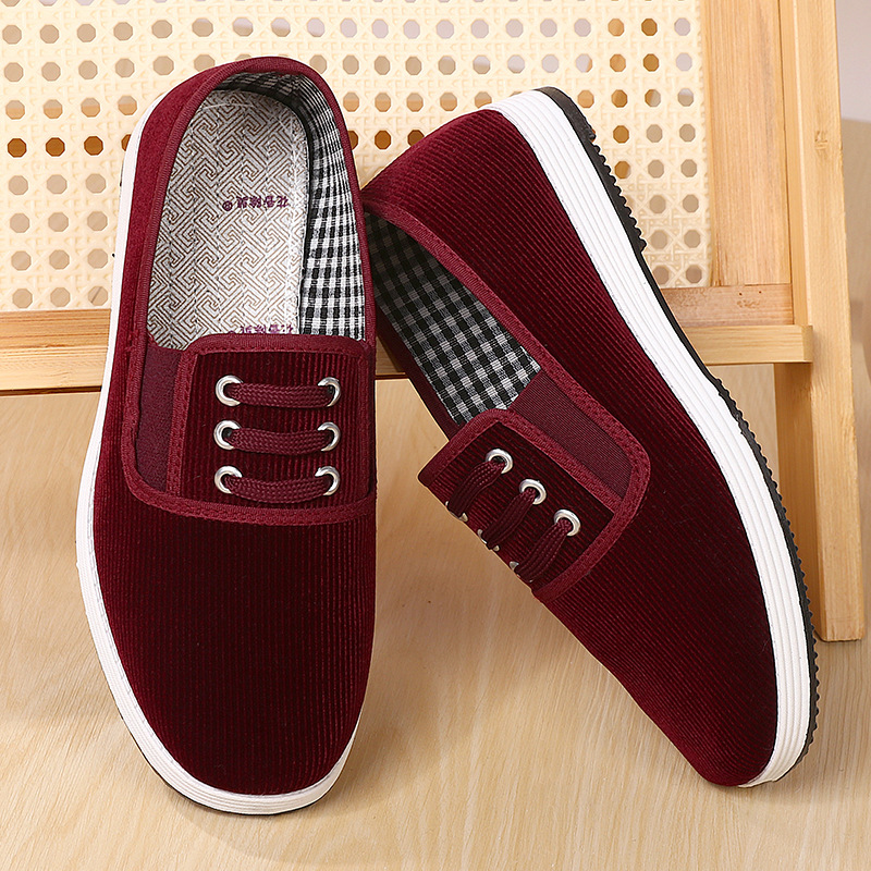Spring and Autumn new couple cloth shoes fashionable corduroy black cloth shoes ultra-light wear-resistant work shoes all-match elastic mouth cloth shoes