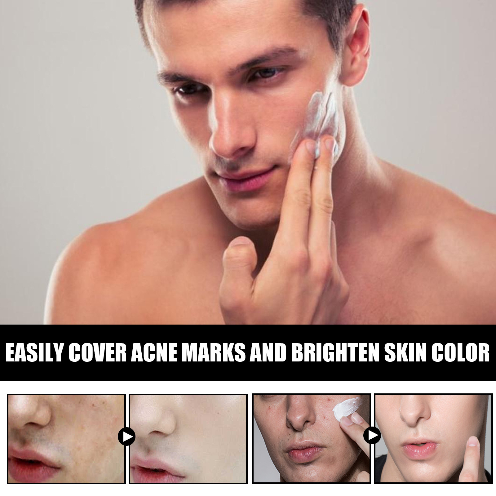 EELHOE Men's Plain Cream Refreshing and non-greasy Concealer Pockmarks Bright Skin Color Invisible Pores Lazy Cream