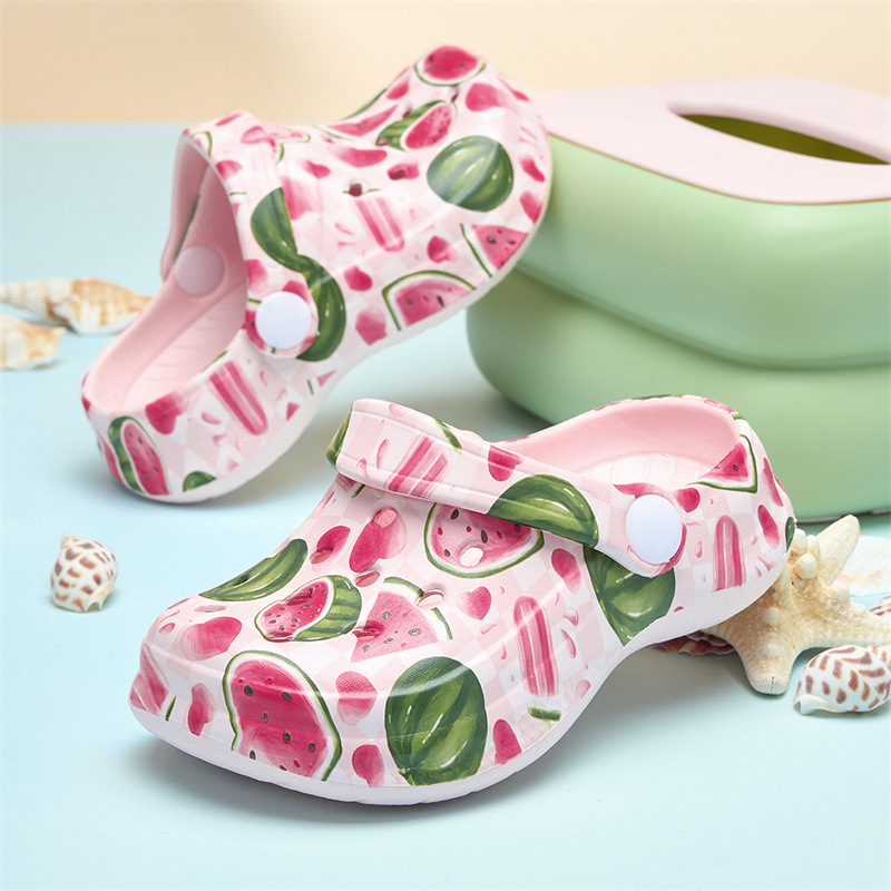 Кросс-бордерные детские сабо с принтом, дышащие сланцы для лета, пляжные сандалии