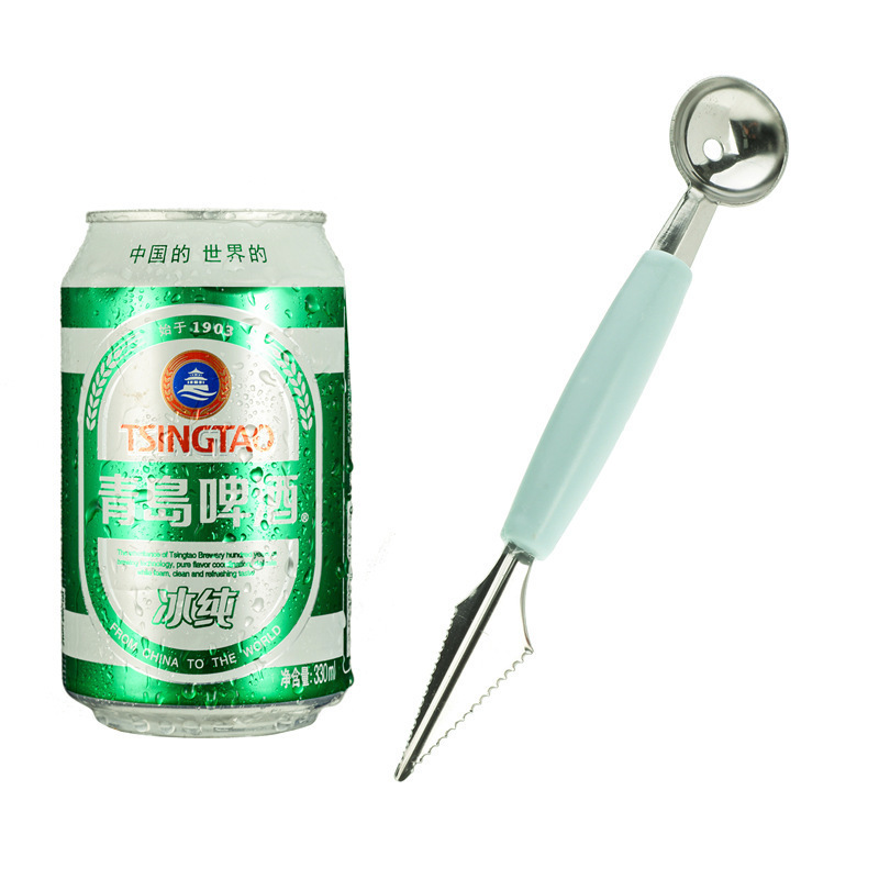 Kitchen double-headed stainless steel fruit ball digger corrugated carving knife ice cream watermelon fruit platter scoop