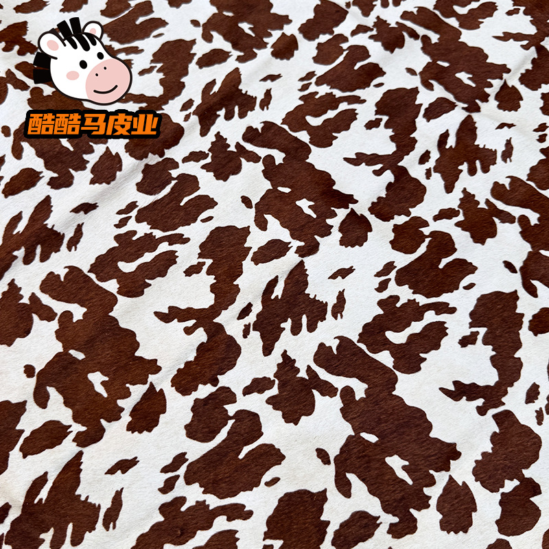 Factory Direct Supply Cow Pattern Horsehide Horsehair Genuine Leather Printed Fur Integrated Horse Hip Leather Bags Shoe Materials Fabrics Leather Materials