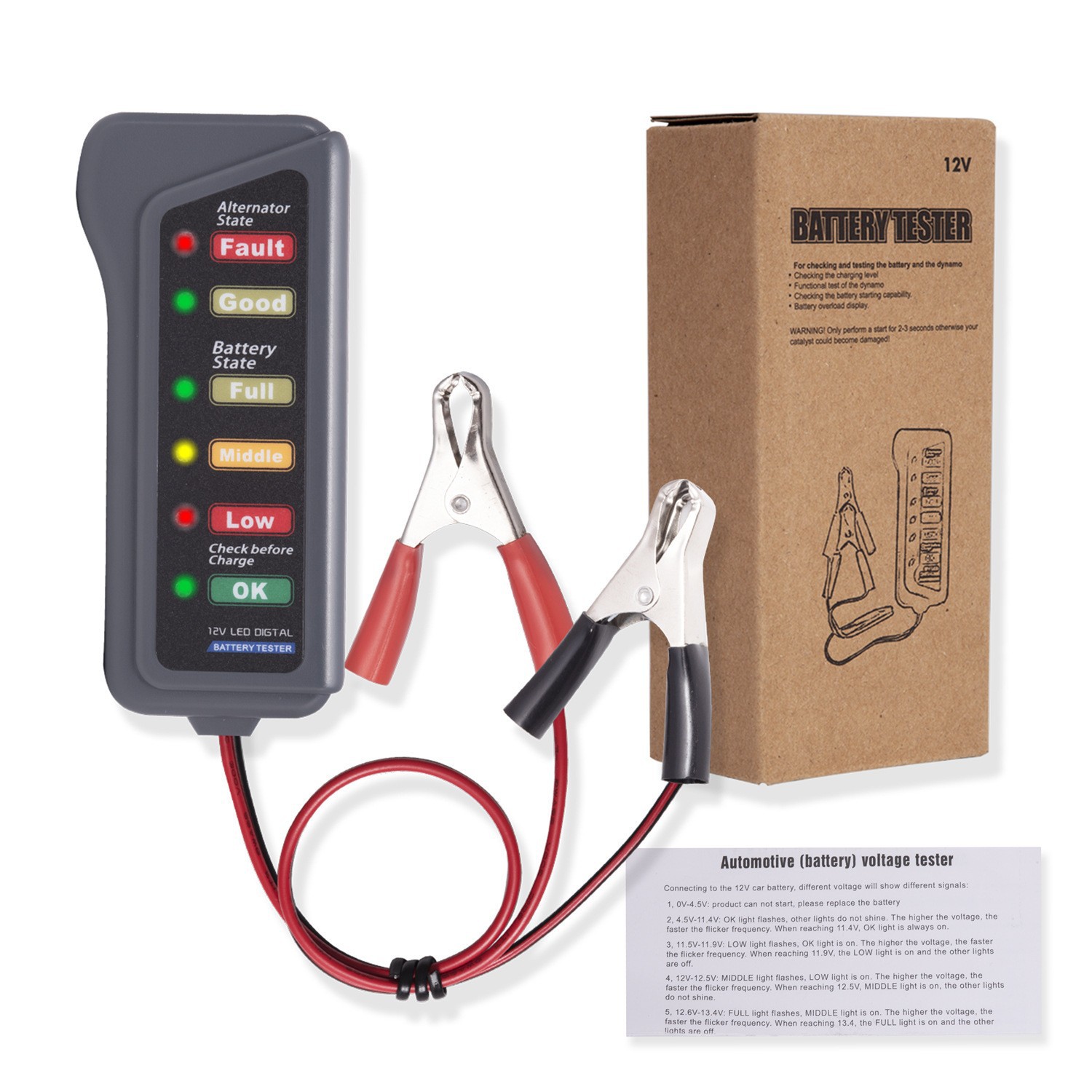 Car 12V battery tester battery tester motorcycle battery car battery detector