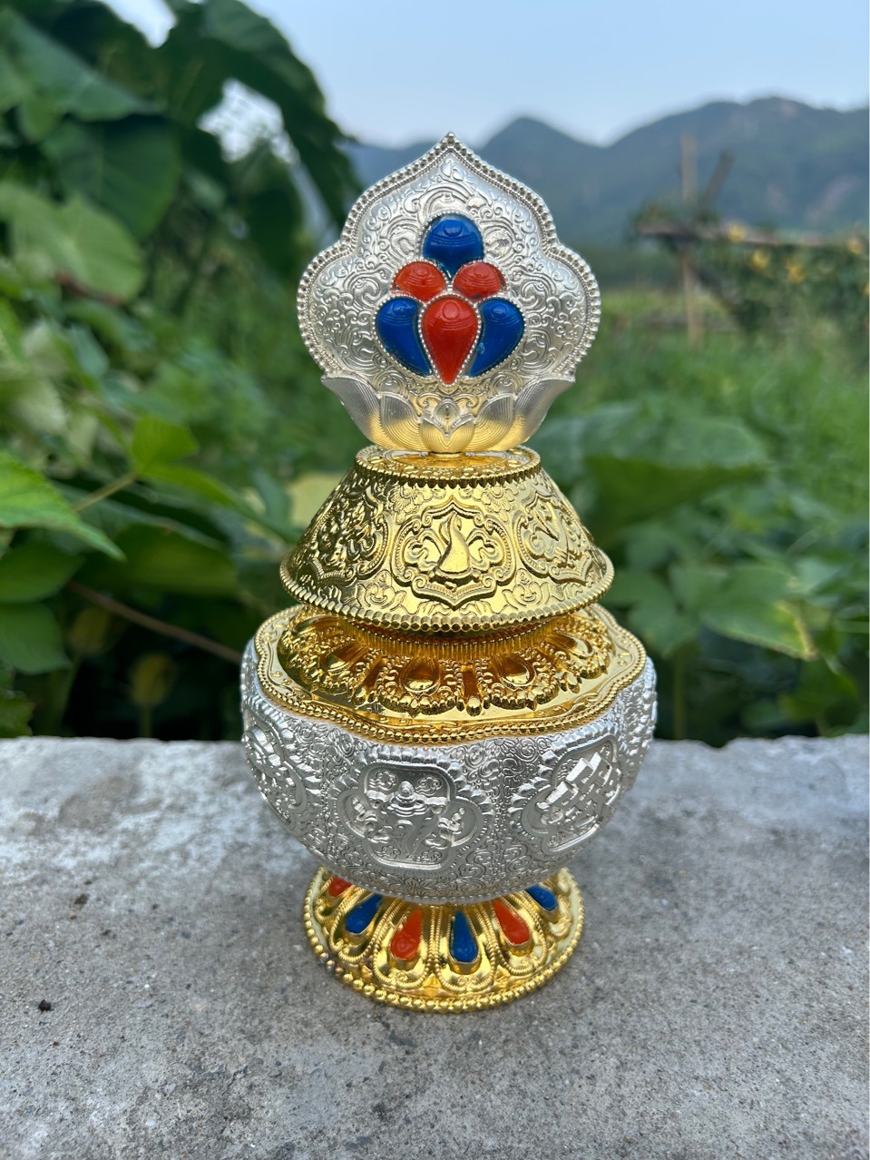 Xizang Tantric Monibo Dragon King Bottle Eight Auspicious Bottle Temple Selected Yellow God of Wealth Bottle Pure Copper Alloy