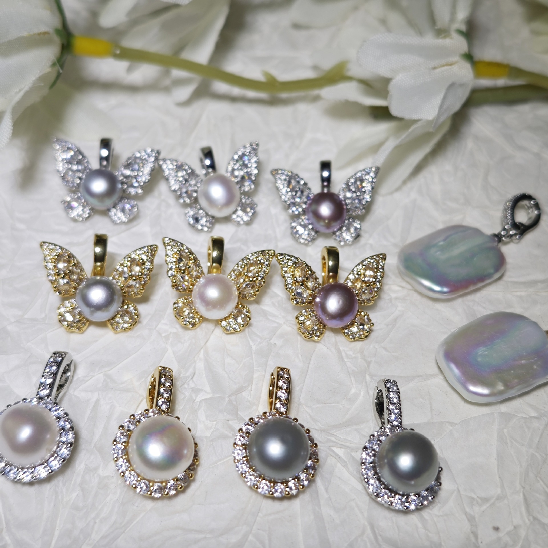 Кулон из натурального пресноводного жемчуга модный легкий люкс элегантный кулон в форме бабочки с универсальной застежкой