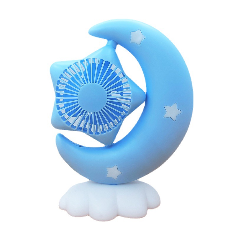 New USB small fan wholesale small fresh Crescent DIY desktop charging fan with light desktop small fan
