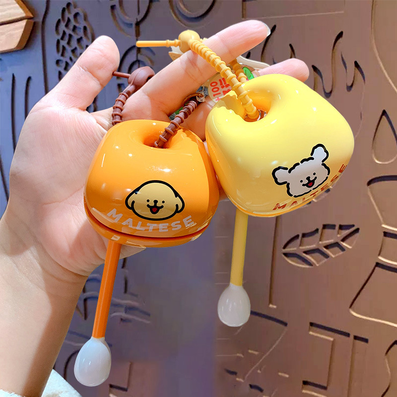 Cute Line Drawing Puppy Stress Relief Wooden Fish Tapping Music Emotional Healing Desktop Ornament Toy Cartoon Tapping Small Pendant