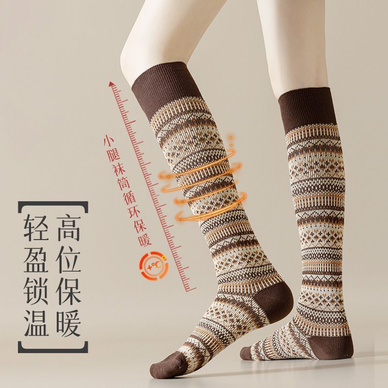 Women's Calf Socks Autumn and Winter Cotton High Tube Korean Style Trendy Ins Slimming Japanese Harajuku Ethnic Retro Long Socks